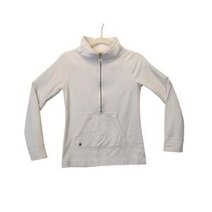 Lilly Pulitzer Skipper Popover White Quarter Zip Sweatshirt XS Solid French Tery